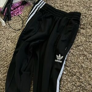 Adidas black with white lines sweatpants